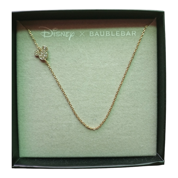 Disney X Baublebar Jewelry - NWT Disney X Bauble Bar Pave Crystal Gold Mickey Mouse Necklace